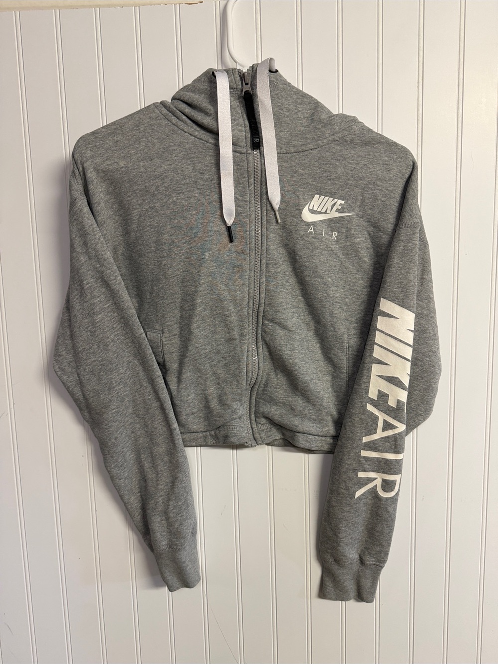 Nike Gray Cropped Zip-Up Hoodie Jacket